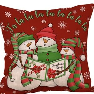 Pillow Cover- NEW- Christmas Snowman Fa La La La